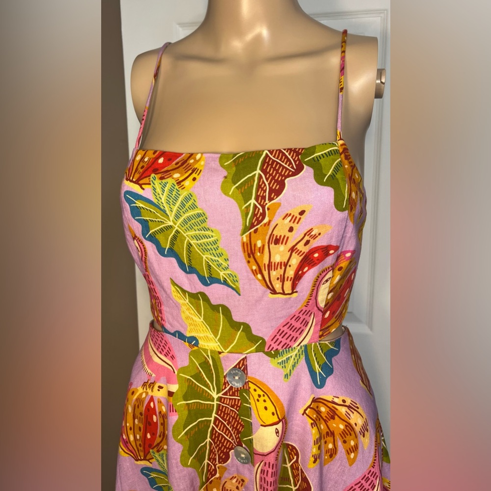 NWOT FARM RIO Lilac Beaks and Bananas Midi Dress - Size XS $199 - Picture 5 of 17